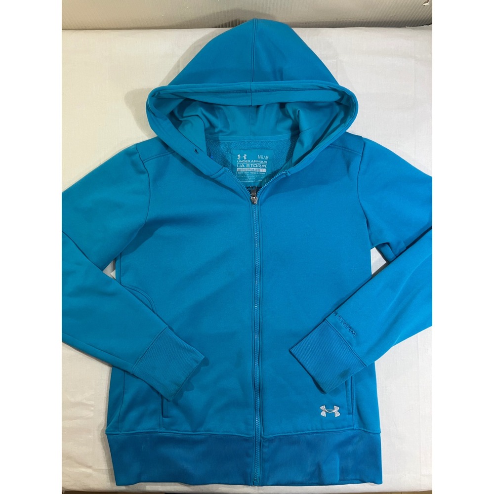 Under Armour UA Storm Women Sz. M Blue Full Zip Hoodie Fleece Semi-Fitted Jacket